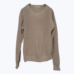 サマンサモスモス 透かし編み コットンニット ベージュ クルーネック ナチュラル