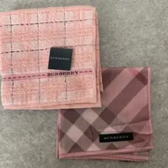 BURBERRY ピンク チェック柄 ハンカチセット