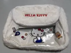 ハローキティ クリアポーチ もこもこ ミニバッグ 化粧ポーチ