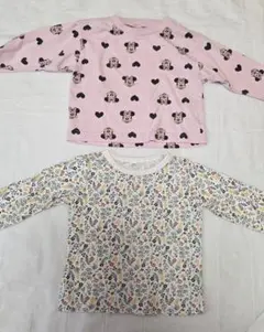 ベビー 長袖 Tシャツ 2枚セット ミニー 花柄 保育園