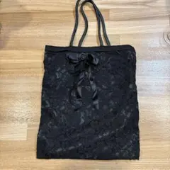 レース黒フォーマルバッグ リボン付き