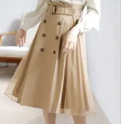 サイドチュールプリーツトレンチミディ／スカート