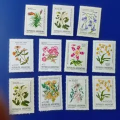 10011 外国切手 アルゼンチン 1980年代 多様な花のデザイン 11種