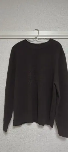 UNIQLO ダークブラウン ミラノリブクルーネックセーター Lサイズ