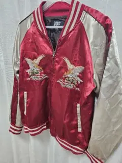 【✨お値打ち✨】スカジャン赤　鷹　L