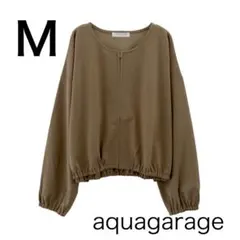 新品・タグ付きクロップドノーカラーブルゾン カーディガン aquagarage