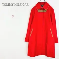 ◆トミーヒルフィガー【S】スプリングコート デザイン 綿100% 牛革 きれいめ