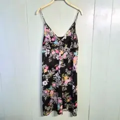 花柄キャミワンピース ブラック シースルー フラワー キャミソール ランジェリー