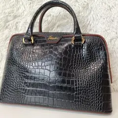 IACUCCI イアクッチ クロコ型押し ハンドバッグ 黒