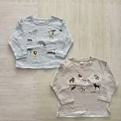 petit main 動物　刺繍入り　長袖カットソー　100