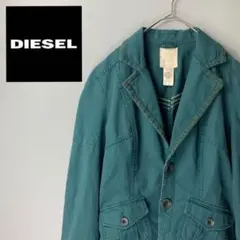 【レア古着　派手色　ディーゼル　ジャケット　刺繍柄　短め丈ヘソ出し　レイヤード】