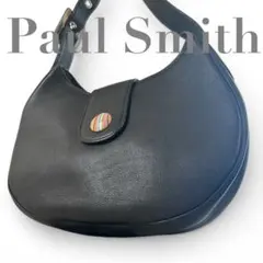 極美品 ポールスミス ハーフムーン ワンショルダーバッグ マルチストライプ 黒