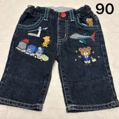 ミキハウス　豪華　ワッペン　プッチー　ハーフパンツ　デニム 90 半ズボン　レア