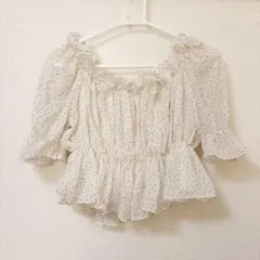 値下げ中！GRL 2Wayドット柄シフォンギャザーブラウス