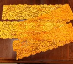 オレンジ色のエラスティックレース8cm幅×60cm　2本　染色