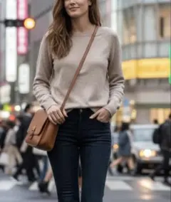 レディース ウール100パーセント クルーネック セーター