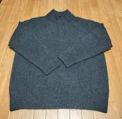 UNIQLO　スフレヤーンハーフジップセーター　ダークグレー　XL