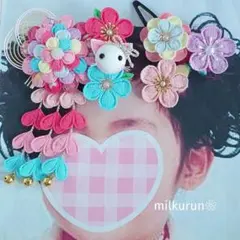 つまみ細工 ❁ 髪飾り【花❀ねこ】