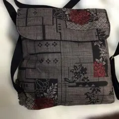 泥大島着物生地リュックサック　手作り3ウエイバッグ