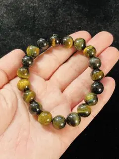 天然石　パワーストーン　タイガーアイ　虎目石　10mm ブレスレット　金運　⑤