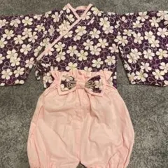 ベビー袴　ハンドメイド着物　70-80 お食い初め　100日祝い