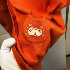 フランシュリッペ　カーディガン　ネコ　オレンジ