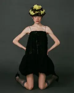 ワンピース TULLE BALLOON TUNIC (BLACK) poppy Tulle balloon tunic (black)