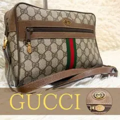 希少 グッチ シェリーライン GG キャンバス レザー ショルダーバッグ PVC