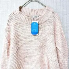 TARSE クルーネック 長袖 ニット ビッグサイズ XL 桃色 無地