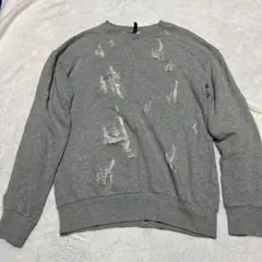 H&M DIVIDED ダメージ加工 スウェット グレー XSのサムネイル