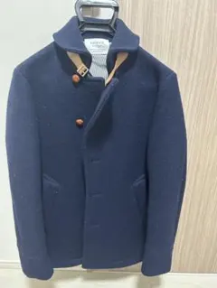 ウール ネイビー シングルピーコート　M・46サイズ