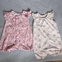 gapロンパースとUNIQLOロンパース2点セット 花柄 60、70 ピンク