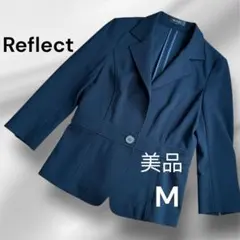 【美品】Reflect テーラードジャケットM七分袖通勤 オフィス　黒　日本製