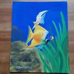 夢見多恵画　新作　原画　熱帯魚　20 4×25.4×0.3　(薄型)