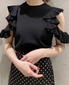 SNIDEL プリーツラッフルスリーブニットプルオーバー