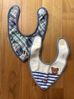 ミキハウス スタイ 2枚セット くま マリン　リバーシブル