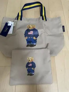 新品　ラルフローレン　ポロベア　トートバッグ　　ポーチ付き　ベージュ