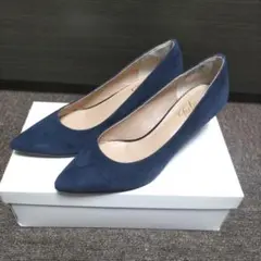 アカクラ スウェードパンプス 23.0cm　ネイビー