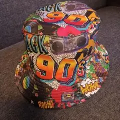 90年代風カラフルバケットハット、リバーシブル