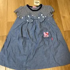 ストライプデニム風ワンピース 半袖のサムネイル