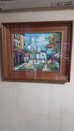 【手渡限定】【大型額装アンティーク絵画】街並み風景 約50年前ニューヨークで購入 手渡限定】【大型額装アンティーク絵画】街並み風景 約50年前