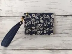 ミナペルホネン/C&Sコラボ刺繍生地使用 ハンドメイドポーチ ストライプ N