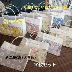ハンドメイドミニ紙袋（大きめ）花柄アソート10枚セット
