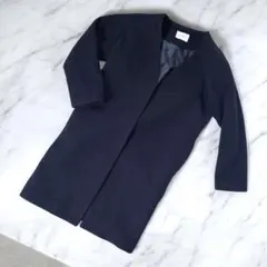 値下げ　ユナイテッドアローズ　ノーカラーロングコート　黒　ウール