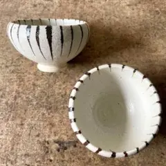 美濃焼　粉引十草波渕高台碗　2個のサムネイル