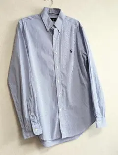 ラルフローレン 青ストライプ ボタンダウン シャツ S 170/92A