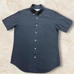 GREEN LABEL RELAXING ネイビー ドット柄 半袖シャツ