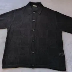 GU ウォッシャブルメッシュニットシャツ(5分袖) ブラック Mサイズ