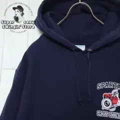 人気 チャンピオン リバースウィーブ スウェットパーカー L相当 ネイビー 古着