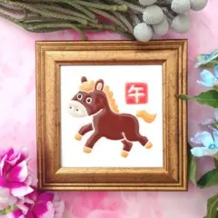 2026年干支 午のタイル｜フレーム付｜スペインタイル｜お正月飾り｜№25257